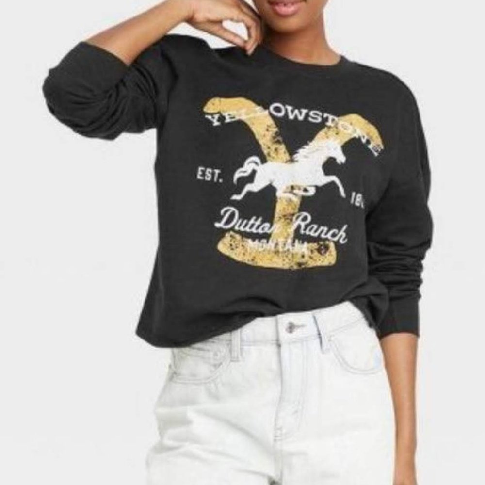 Women's Yellowstone Dutton Ranch Graphic Sweatshirt - Black Size S Black - Picture 3 of 8